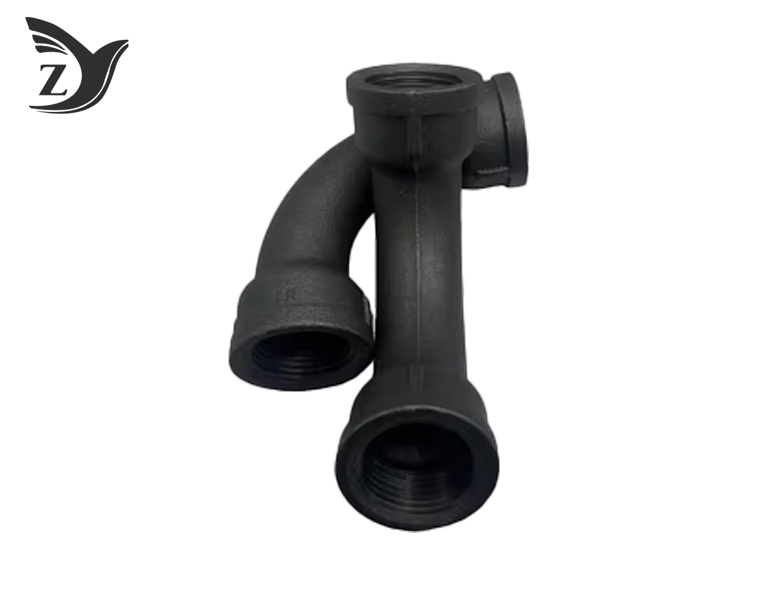 Black FxF 90° Long Bend Malleable Iron Pipe FittingsFittings 2 Black FxF 90° Long Bend Malleable Iron Pipe FittingsFittings 2