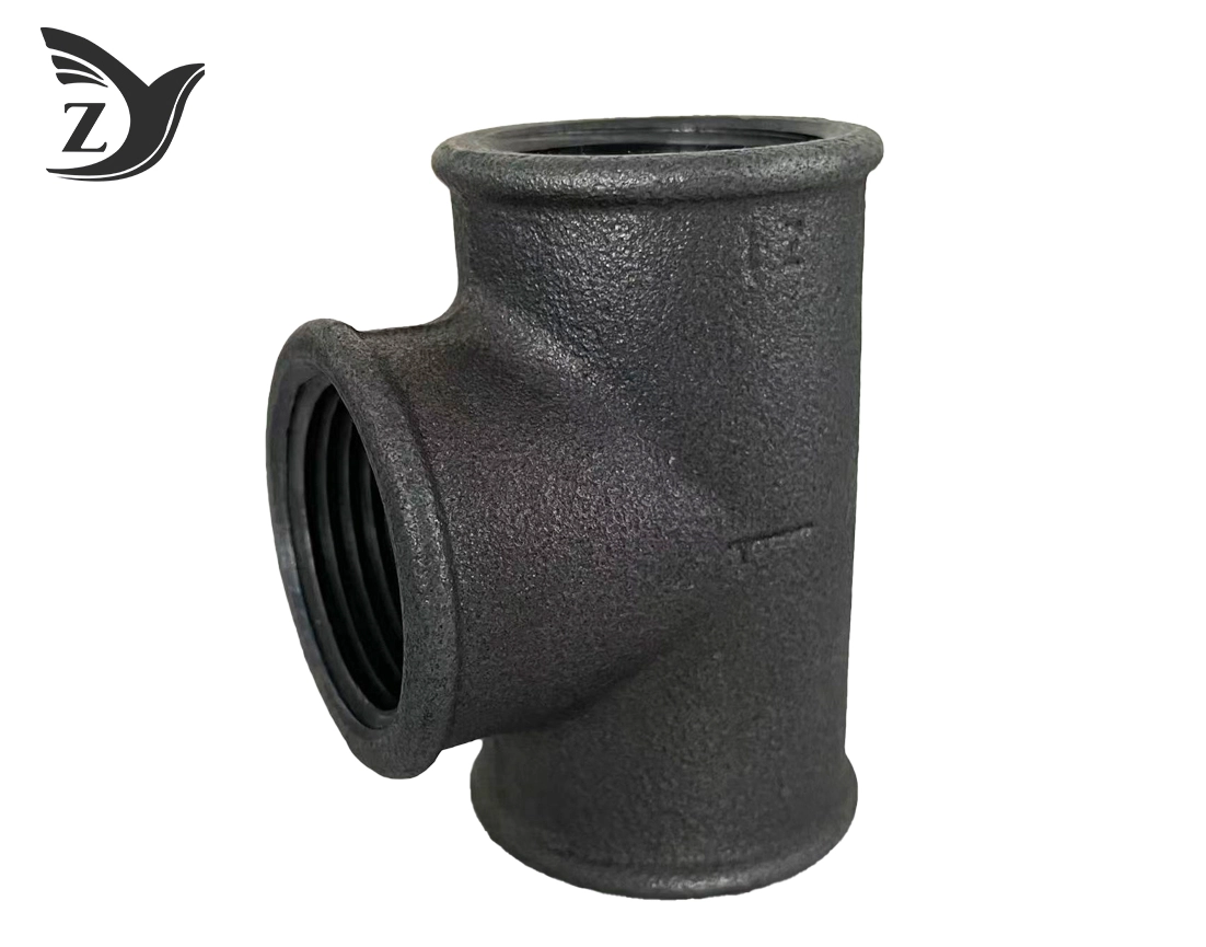 Black Round Face Straight Tee Pipe Fittings 1 Black Round Face Straight Tee Pipe Fittings 1