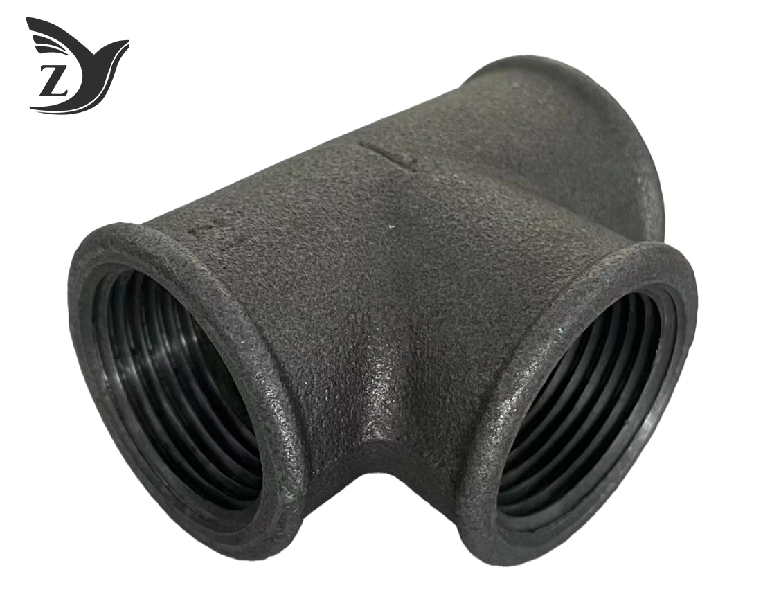 Black Round Face Straight Tee Pipe Fittings 2 Black Round Face Straight Tee Pipe Fittings 2