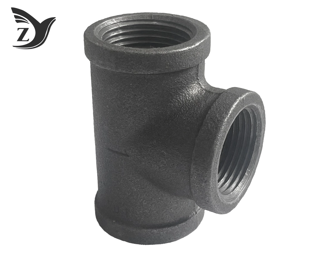 Black Square Face Straight Tee Pipe Fittings 1 Black Square Face Straight Tee Pipe Fittings 1