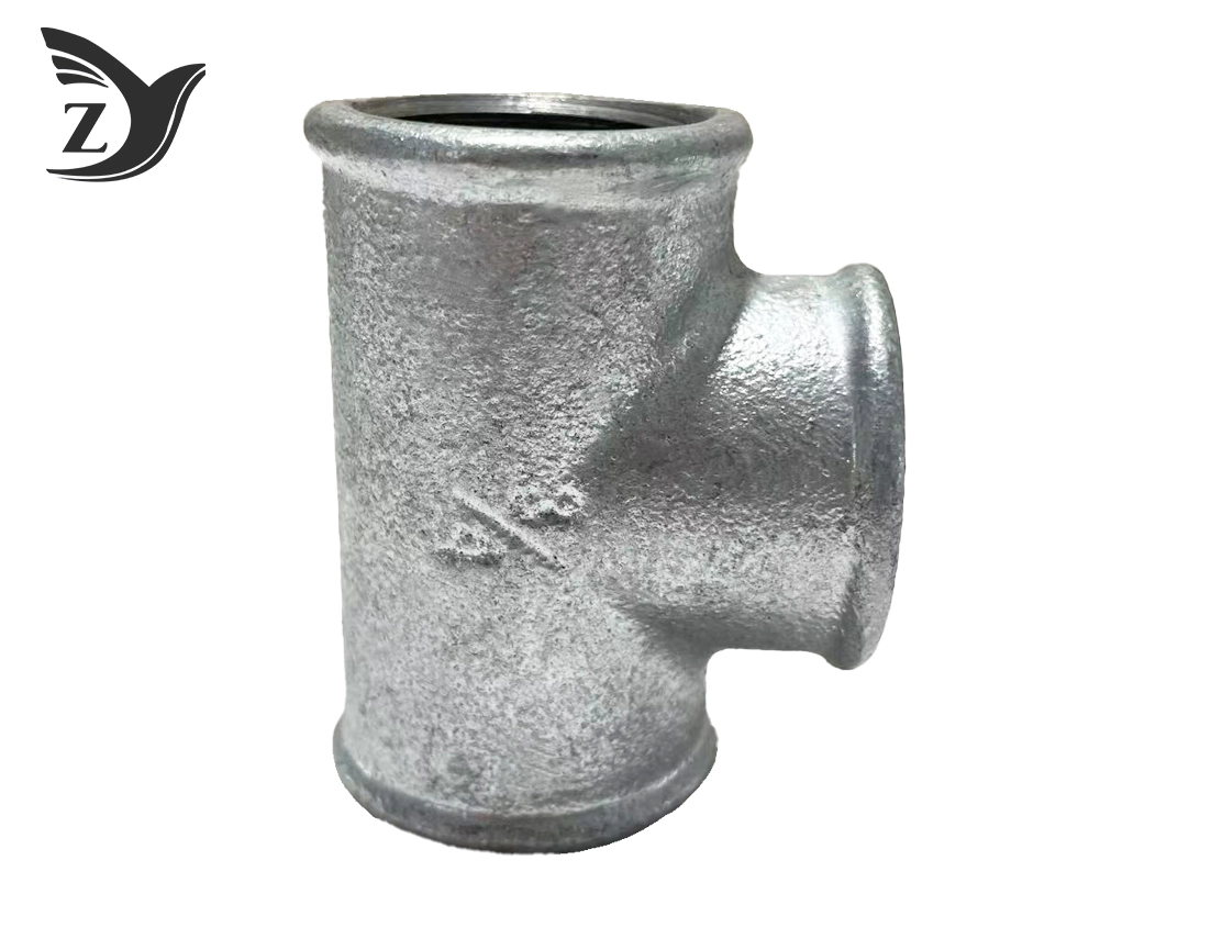 Round Face Galvanized Round Edge Straight Tee Pipe Fittings 1