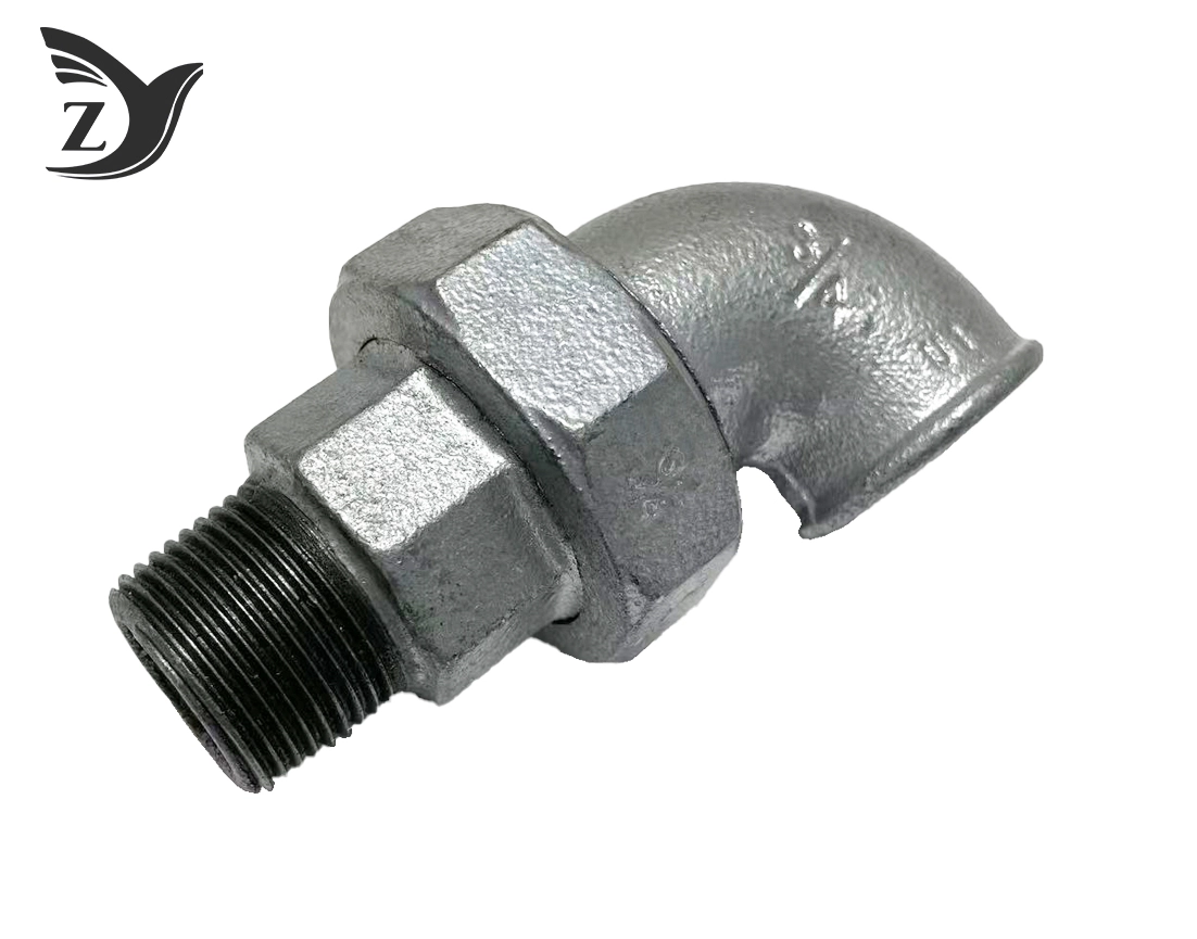 Galvanized Union Elbow Threaded Pipe Fittings with Male and Female Ends 3 Galvanized Union Elbow Threaded Pipe Fittings with Male and Female Ends 3
