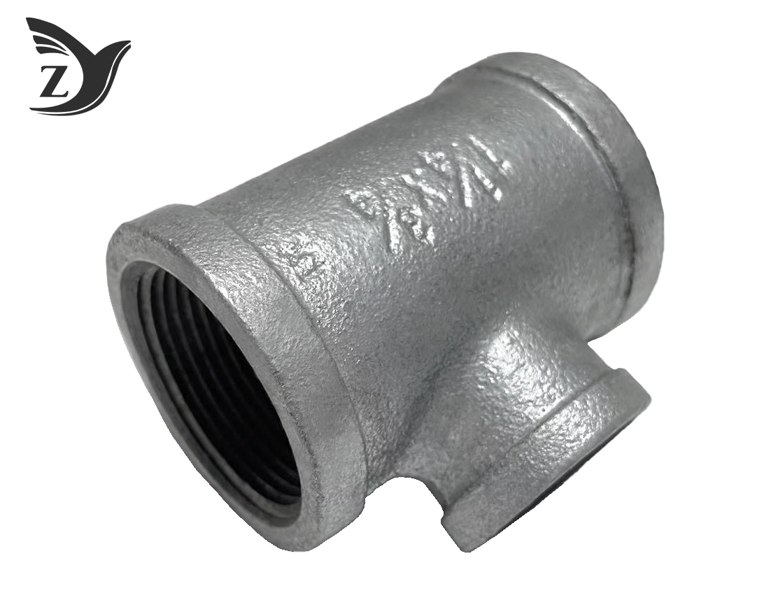 NPT Square Face Galvanized Square Edge Reducing Tee Pipe Fittings 3 NPT Square Face Galvanized Square Edge Reducing Tee Pipe Fittings 3