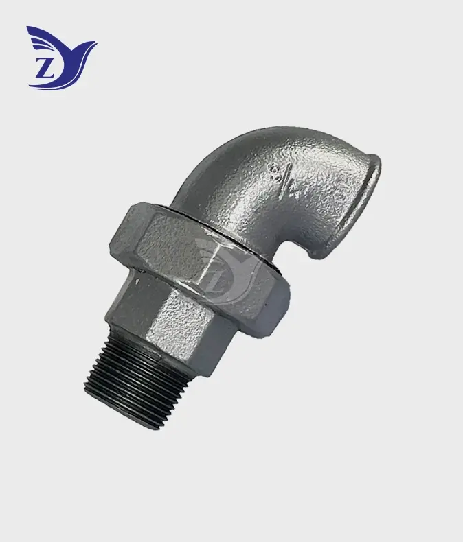 galvanized union elbow threaded pipe fittings with male and female ends 