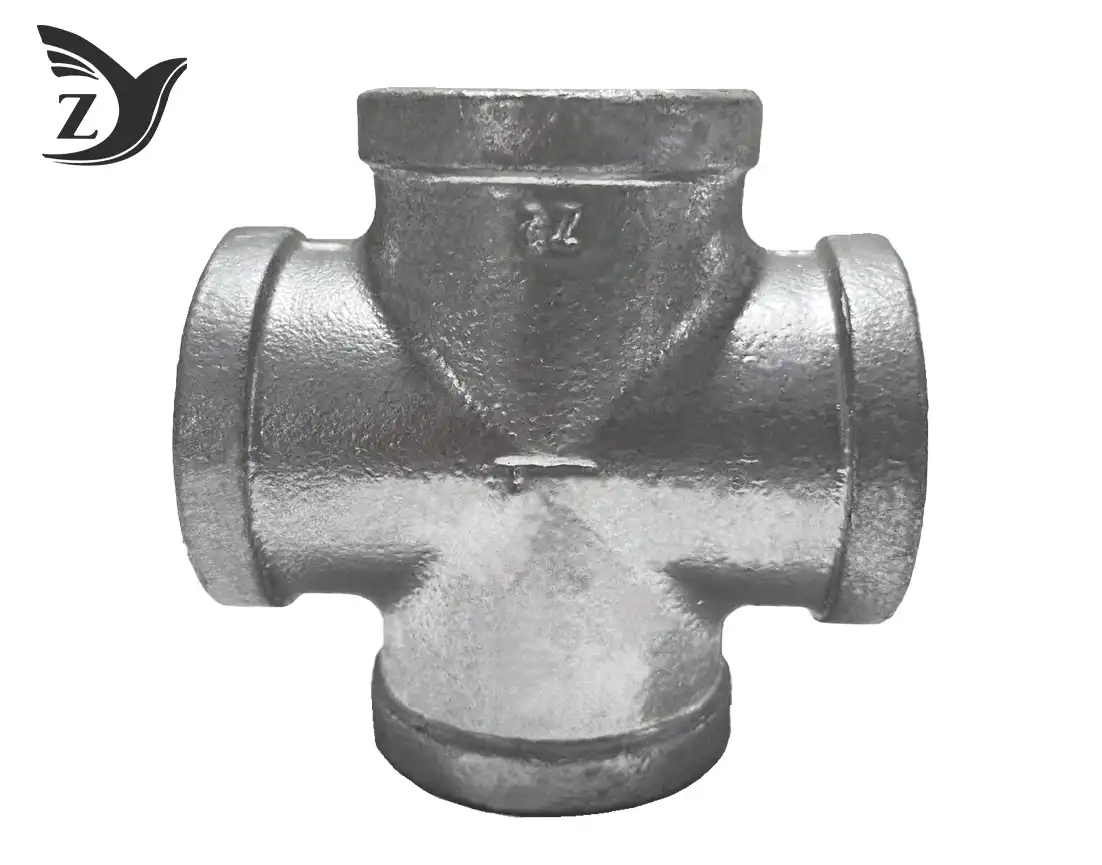 Square face galvanized square edge cross pipe fittings a