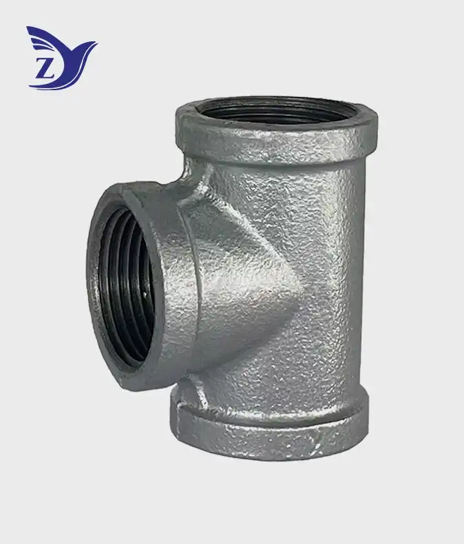 NPT square face galvanized square edge straight tee pipe fittings