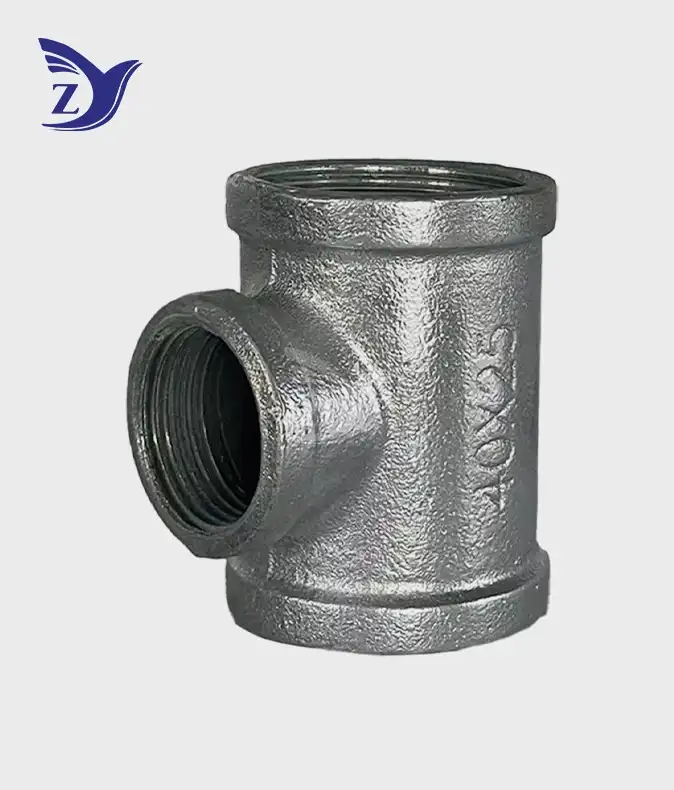 NPT square face galvanized square edge reducing tee pipe fittings