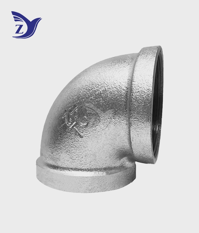 NPT Square Face Galvanized 90° Square Edge Elbow Pipe Fittings