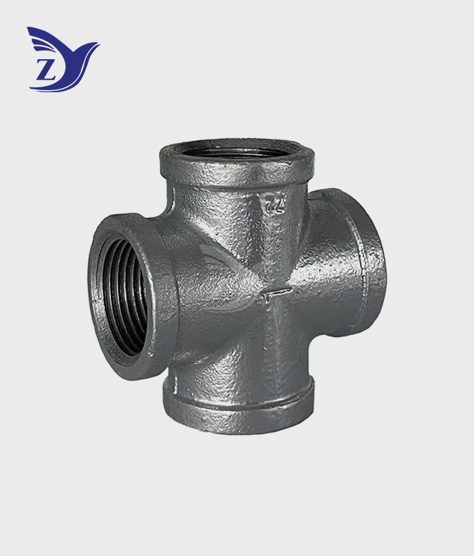 NPT Square Face Galvanized Square Edge Cross Pipe Fittings