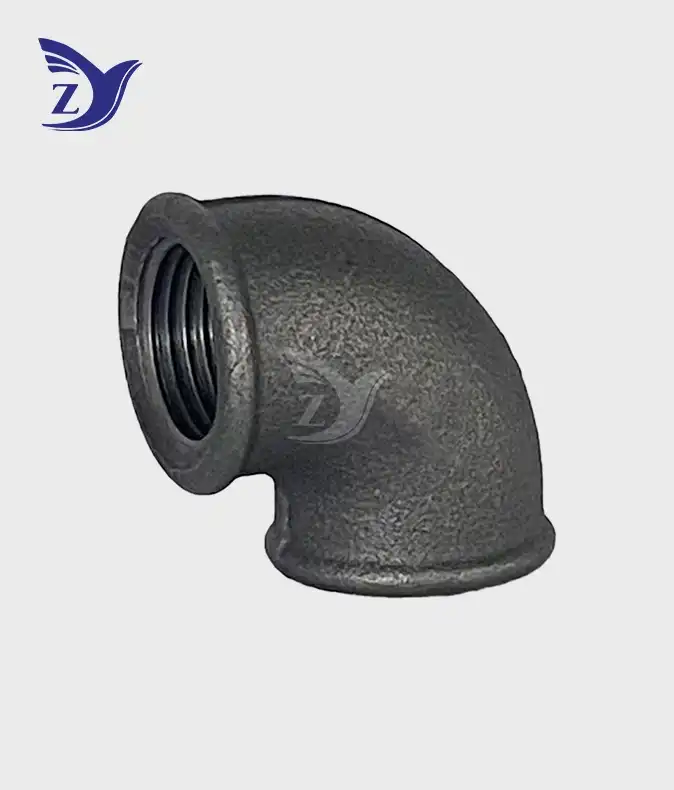 What is the pressure rating of black malleable iron elbow fittings?