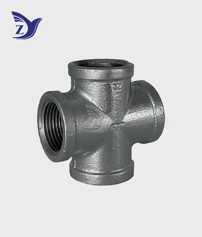 High Precision NPT BSPT Square Edge Malleable Iron Cross Pipe Branching Fittings