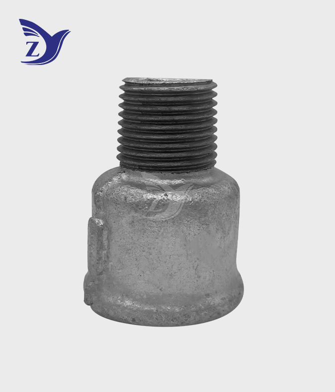 Beaded Galvanized BSPT Round Edge Male-Female Reducing Coupling